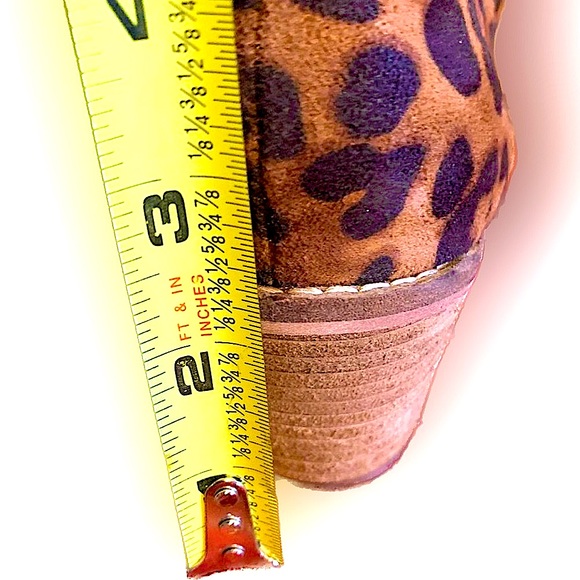 Beast Fashion Leopard Print Ankle Boot Slip On Calf Hair short heel - Picture 8 of 9